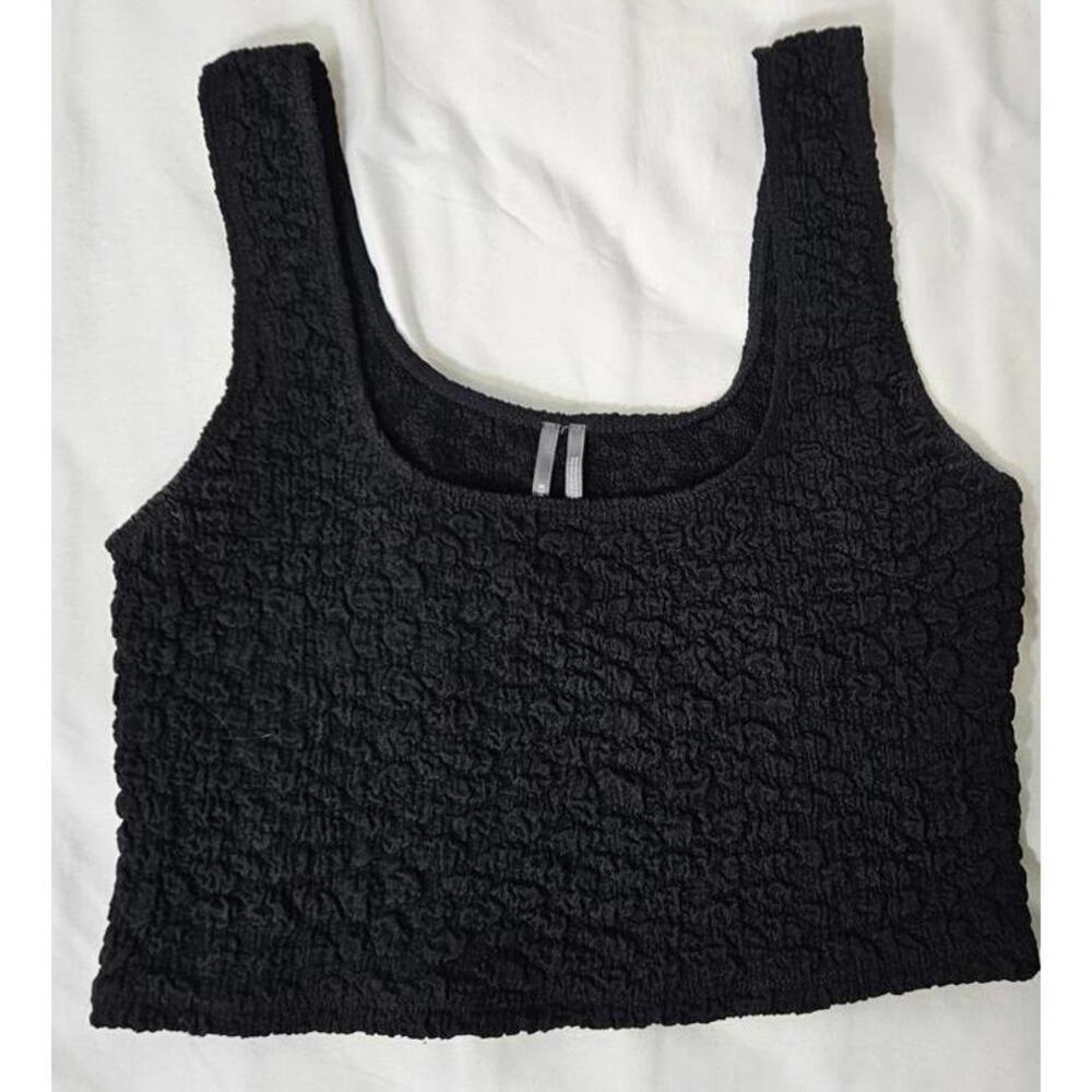 Anthropologie Women's Textured Crop Top‎ Black Size Small